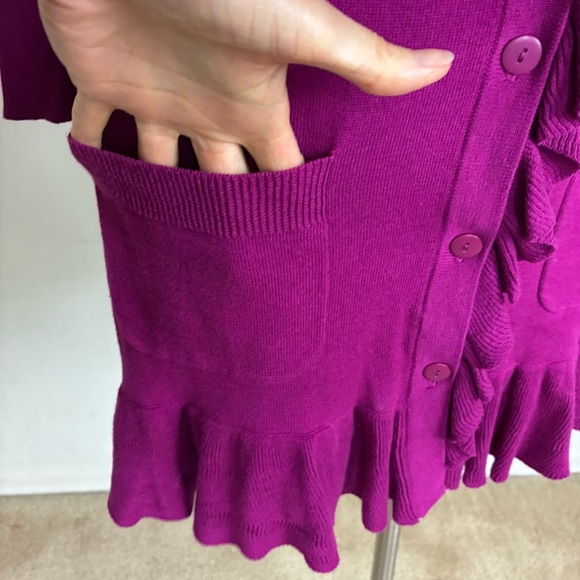 Anthro TABITHA Spilling Ruffle Tunic Cardigan Sweater- Sz M- - Picture 4 of 16